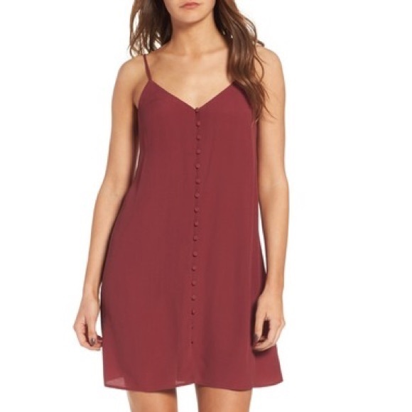 Burgundy Button Down Cami Dress - Picture 1 of 5